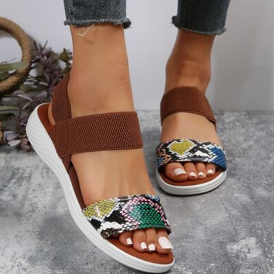 Rosy Brown PU Leather Open Toe Low Heel Sandals Sentient Beauty Fashions Shoes