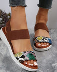Rosy Brown PU Leather Open Toe Low Heel Sandals Sentient Beauty Fashions Shoes