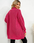 Maroon Open Front Dropped Shoulder Cardigan Sentient Beauty Fashions Apparel & Accessories