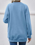 Cadet Blue Round Neck Drop Shoulder Long Sleeve Sweatshirt Sentient Beauty Fashions Apparel & Accessories