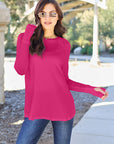 Gray Basic Bae Full Size Round Neck Long Sleeve T-Shirt Sentient Beauty Fashions Apparel & Accessories