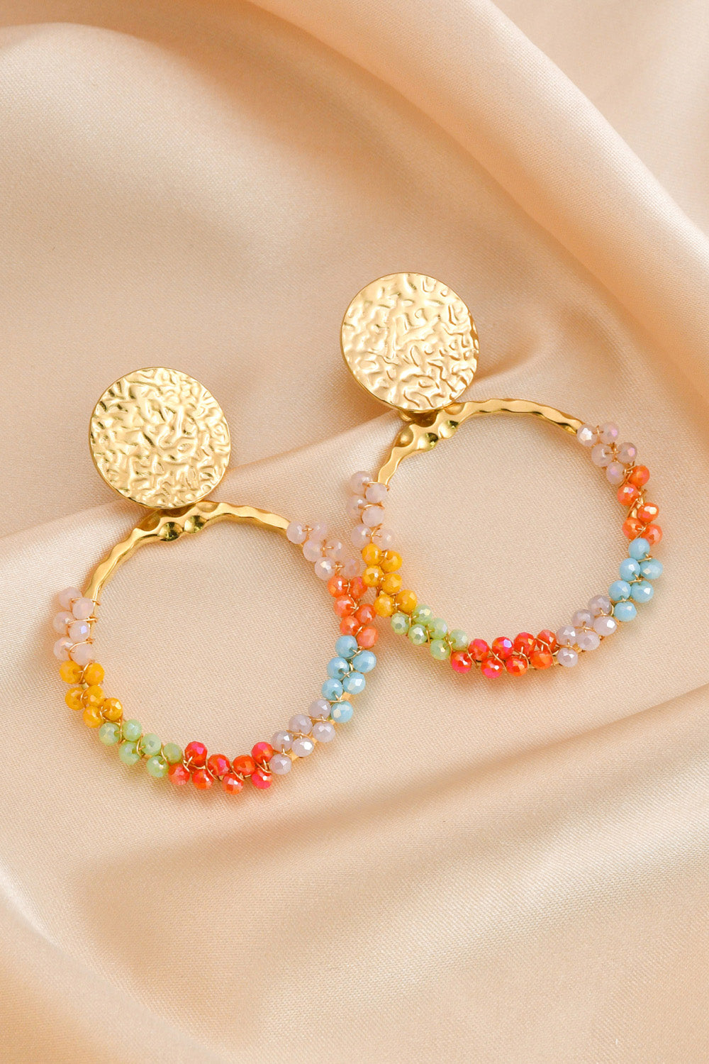 Wheat Multicolored Bead Stainless Steel Earrings Sentient Beauty Fashions earrings