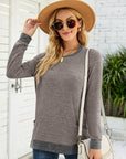 Light Gray Round Neck Long Sleeve Blouse