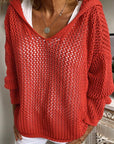 Sienna Openwork Hooded Long Sleeve Sweater Sentient Beauty Fashions Apparel & Accessories