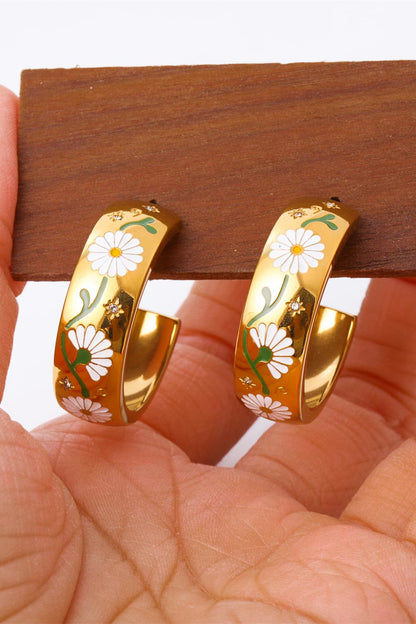 Stainless Steel 18K Gold Plated Ring Shape C-Hoop Earrings