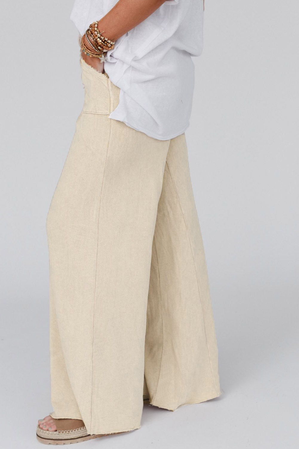 Light Gray Wide Leg Pocketed Pants Sentient Beauty Fashions Apparel &amp; Accessories