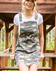 Rosy Brown Camouflage Raw Hem Denim Overall Dress Sentient Beauty Fashions Apparel & Accessories