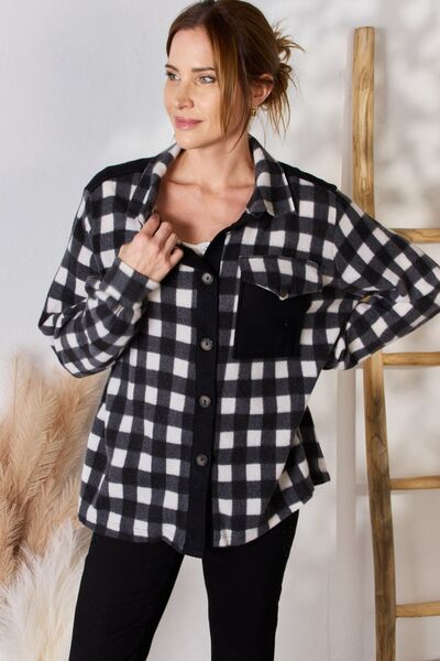 Black Hailey &amp; Co Full Size Plaid Button Up Jacket Sentient Beauty Fashions Apparel &amp; Accessories