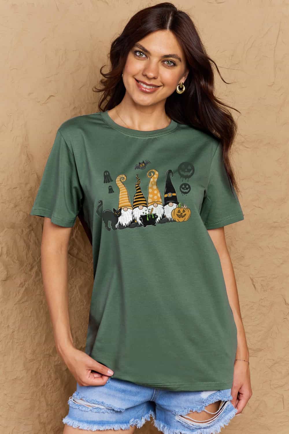 Rosy Brown Simply Love Full Size Halloween Theme Graphic Cotton Tee Sentient Beauty Fashions Apparel &amp; Accessories