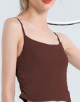 Dark Olive Green Ruched Sports Cami Sentient Beauty Fashions Apparel & Accessories