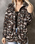 Dark Slate Gray Camouflage Button Up Hooded Jacket Sentient Beauty Fashions Apparel & Accessories