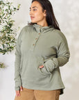 Gray Culture Code Full Size Half Button Hoodie Sentient Beauty Fashions Apparel & Accessories