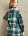 Dark Gray Double Take Plaid Dropped Shoulder Pocketed Shirt Jacket Sentient Beauty Fashions Apparel & Accessories