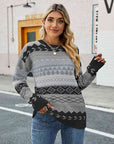 Gray Round Neck Drop Shoulder Sweater