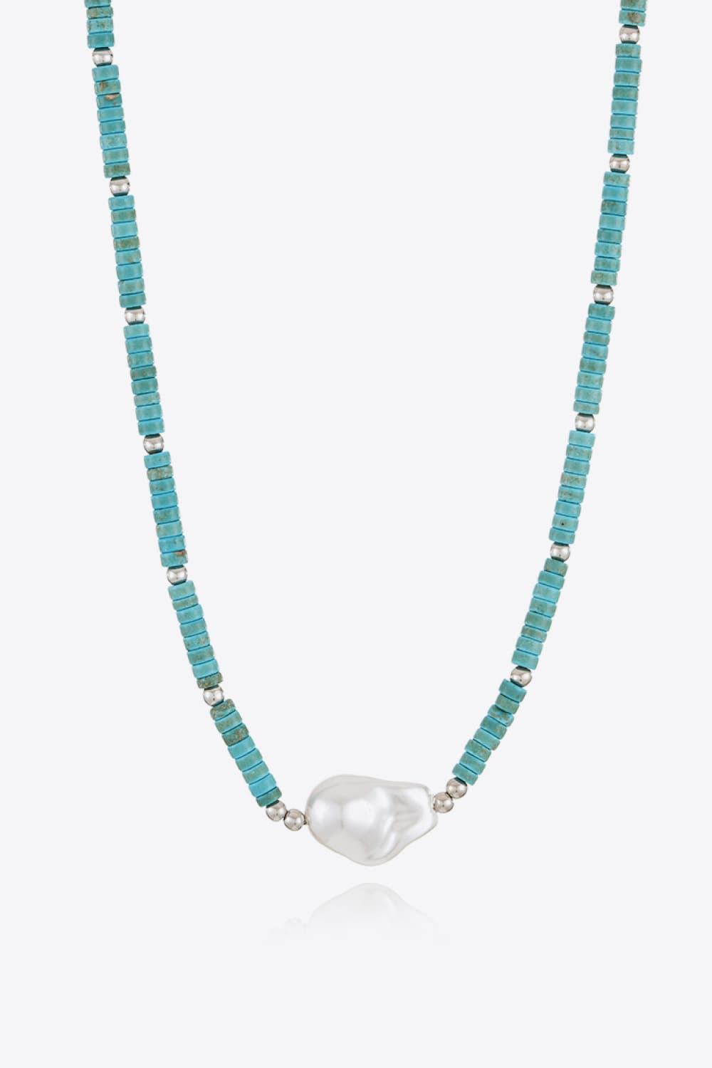 White Smoke Turquoise & Pearl Necklace Sentient Beauty Fashions jewelry