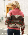 Light Gray Printed Dropped Shoulder Long Sleeve Denim Jacket Sentient Beauty Fashions Apparel & Accessories