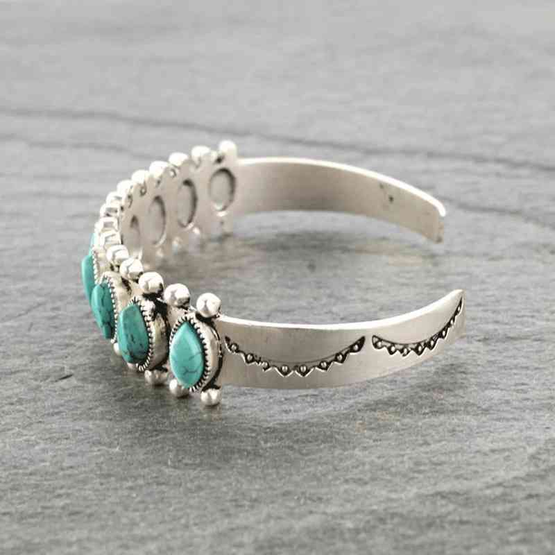 Dark Gray Turquoise Open Bracelet