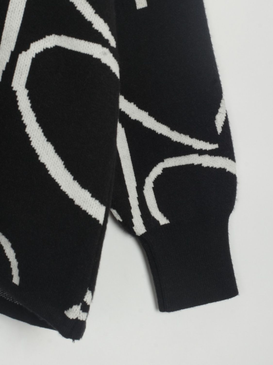 Black Heart Pattern Drawstring Hem Sweater Sentient Beauty Fashions Apparel &amp; Accessories