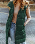 Dim Gray Longline Hooded Sleeveless Puffer Vest Sentient Beauty Fashions Apparel & Accessories