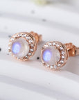 Light Gray High Quality Natural Moonstone 925 Sterling Silver Stud Earrings Sentient Beauty Fashions jewelry