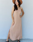 Gray Ninexis Good Energy Full Size Cami Side Slit Maxi Dress in Camel