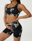Black Crisscross Printed Tank and Shorts Active Set Sentient Beauty Fashions Apparel & Accessories