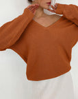 Sienna V-Neck Dropped Shoulder Long Sleeve Sweater Sentient Beauty Fashions Apparel & Accessories