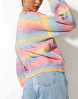 Light Gray Gradient Round Neck Long Sleeve Sweater