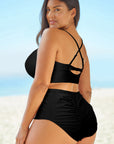 Lavender Halter Neck Crisscross Ruched Two-Piece Swimsuit Sentient Beauty Fashions swimwear