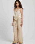 Light Gray Fringe Hem Wide Leg Long Pants Sentient Beauty Fashions Apparel & Accessories