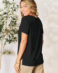Black Basic Bae Full Size Round Neck Short Sleeve T-Shirt Sentient Beauty Fashions Apparel & Accessories