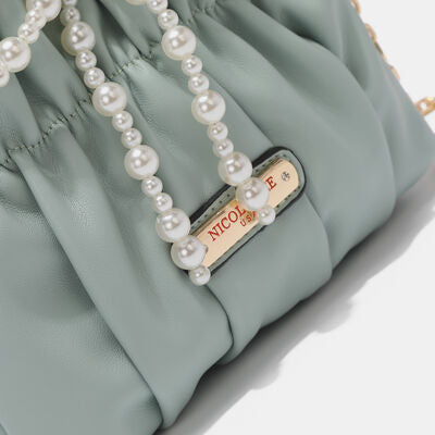 Light Slate Gray Nicole Lee USA Pearl Bow Chain Strap Purse Sentient Beauty Fashions Apparel &amp; Accessories