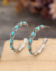 Rosy Brown Artificial Turquoise Silver-Plated Hoop Earrings Sentient Beauty Fashions jewelry