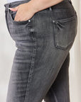 Dark Slate Gray Judy Blue Full Size High Waist Tummy Control Release Hem Skinny Jeans Sentient Beauty Fashions Apparel & Accessories