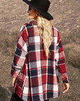 Dim Gray Double Take Plaid Dropped Shoulder Pocketed Shirt Jacket Sentient Beauty Fashions Apparel & Accessories