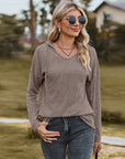 Dim Gray Dropped Shoulder Hooded Blouse