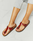 Light Gray MMShoes Drift Away T-Strap Flip-Flop in Red Sentient Beauty Fashions shoes