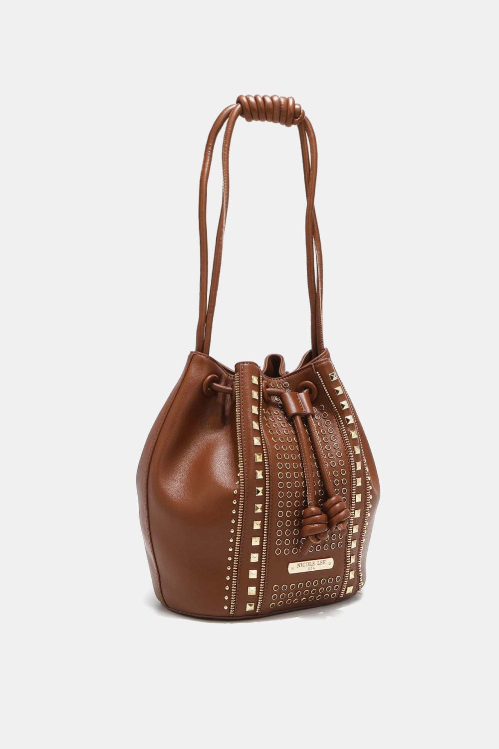 White Smoke Nicole Lee USA Amy Studded Bucket Bag