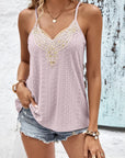 Light Gray Contrast Eyelet Cami Top Sentient Beauty Fashions Apparel & Accessories