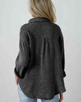 Light Gray Mineral Wash Crinkle Textured Chest Pockets Shirt Sentient Beauty Fashions Apparel & Accessories