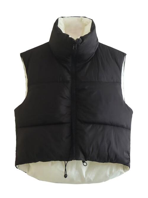Dark Slate Gray Zip Up Drawstring Reversible Vest