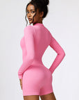 Misty Rose Half Zip Long Sleeve Active Romper Sentient Beauty Fashions Apparel & Accessories