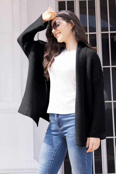 Tied Open Front Long Sleeve Cardigan