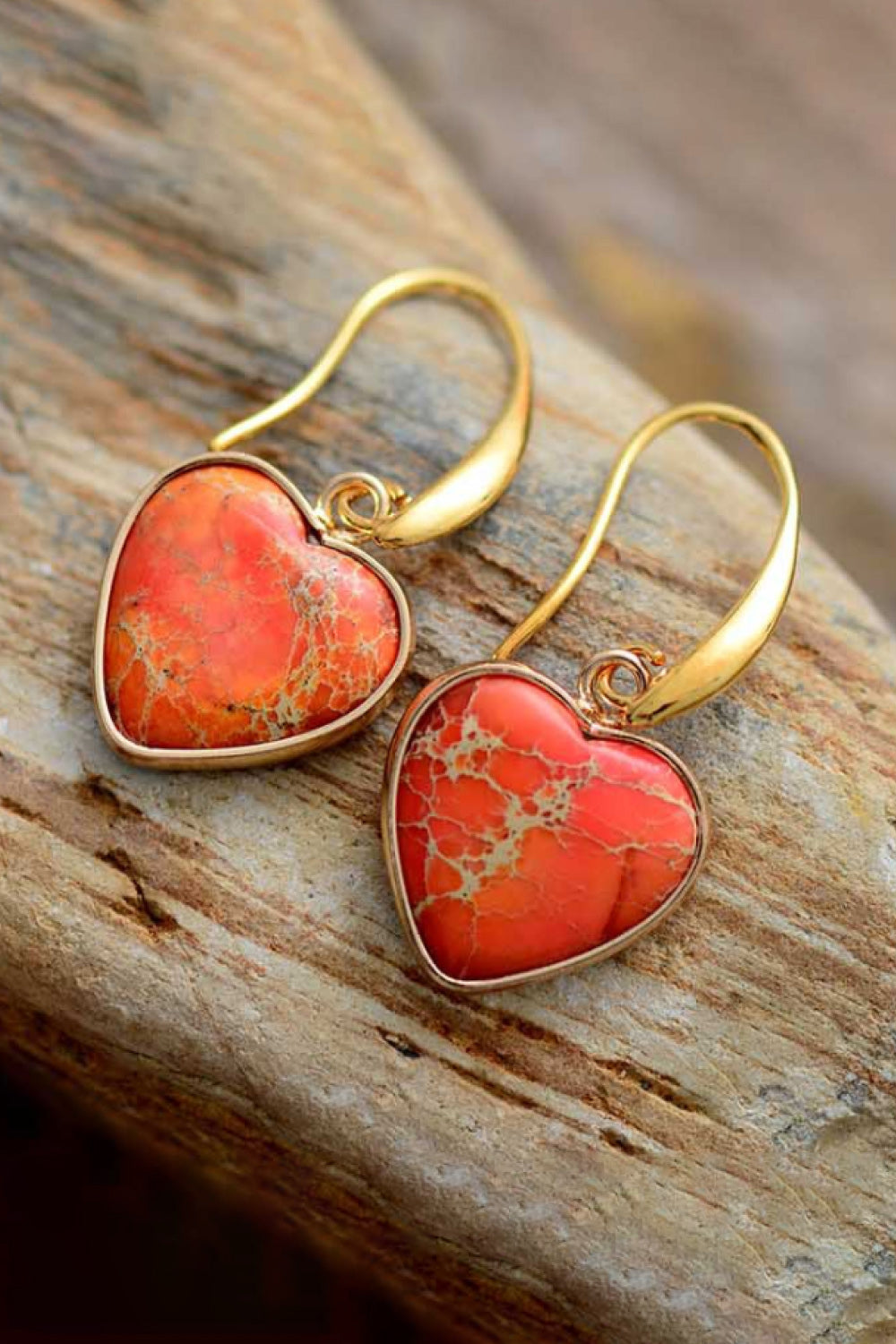 Rosy Brown Imperial Jasper Heart Earrings Sentient Beauty Fashions jewelry
