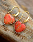 Rosy Brown Imperial Jasper Heart Earrings Sentient Beauty Fashions jewelry