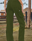 Dark Olive Green Loose Fit Long Jeans with Pockets Sentient Beauty Fashions Apparel & Accessories