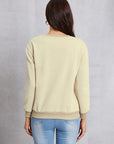 Gray Round Neck Dropped Shoulder Sweatshirt Sentient Beauty Fashions Apparel & Accessories