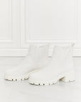 Beige MMShoes Work For It Matte Lug Sole Chelsea Boots in White Sentient Beauty Fashions shoes