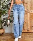 Rosy Brown High Waist Straight Leg Jeans Sentient Beauty Fashions Apparel & Accessories