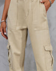 Dark Gray Buttoned High Waist Jeans with Pockets Sentient Beauty Fashions Apparel & Accessories